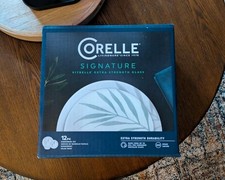 Corelle Vitrelle Dinnerware Set: Solar Print, White & Green - 12 Piece (New)