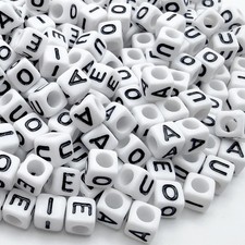 Ludthaw 500PCS Letter Beads Acrylic Square Alphabet 6mm, 1Square-AEIOU-500PCS