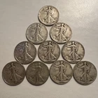 $5 Face-10 Walking Liberty Half Dollars 90% Silver Random Lot Coins Actual Pic