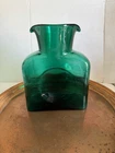Blenko Emerald Green Glass #384 Double Spout Water Bottle Pitcher Vase 8’’ H