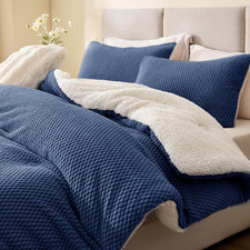 Plaid Tafu Comforter Set Queen Size,3 Pieces Bed Set,Lake Blue White