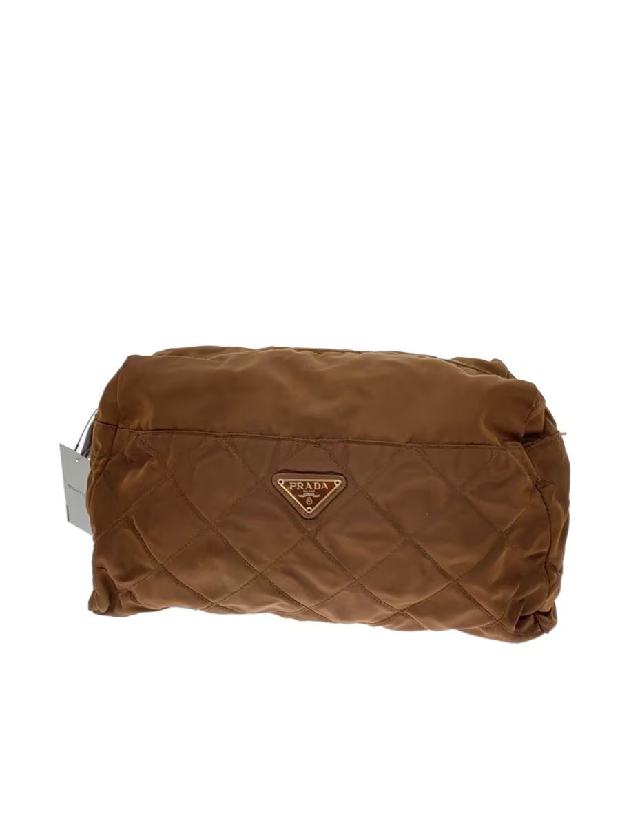 PRADA Pouch Nylon BRW Solid Authentic Rare Excell… - image 1