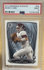 2014 Bowman Derek Carr Rookie RC #55 Raiders Saints Fresno St PSA 9