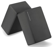 Set of 2 High Density Yoga Blocks, 9"x6"x4" Each, Pair Black 
