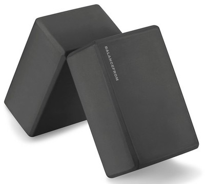 Set of 2 High Density Yoga Blocks, 9''x6''x4'' Each, Pair (Black)