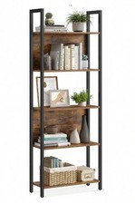 Rustic Wood Bookcase Bookshelf 5 Tier Industrial Storage Display Shelving Unit