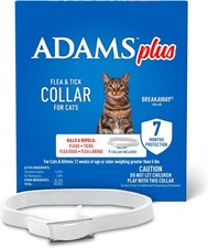 ADAMS Plus Flea Tick Collar for Cats, Breakaway Collar, 1 White Collar,...