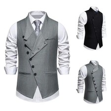 Fashion New Men's Suit Vest Wedding Party V-Neck Chain Matching Waistcoat 2025