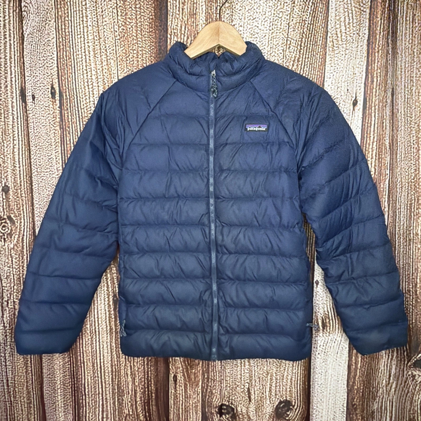 Patagonia Jacket Youth XL 14 Navy Blue NetPlus Shells Recycled Down Puffer Coat
