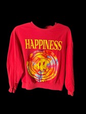Shein Women's Happiness Graphic L/S Pullover Sweatshirt Pink X Small
