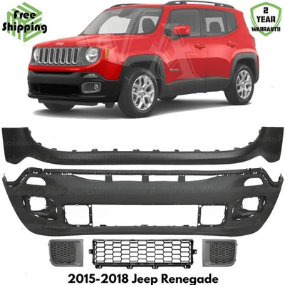 #ad Front Bumper Cover Paintable amp; Bumper Grille Kit For 2015 2018 Jeep Renegade $305.00