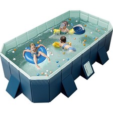 WIRHAO Foldable Non Inflatable Pool 113x66x20in Hard Shell