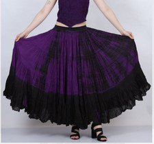 Women's 25 yard ATS Tribal Dance 100 Cotton Long Maxi Skirt Violet Tie Dye
