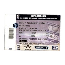 2010 Birmingham City v Manchester United Used Match Ticket Stub premier league
