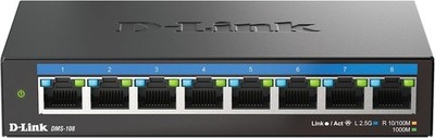 D-Link DMS-108 8-Port Multi-Gigabit Switch Lüfterlos Kompakt Metallgehäuse 2,5G