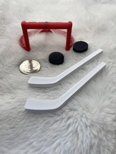 Mini Hockey Tabletop Game Set | 2 Sticks, 2 Pucks & Realistic Net