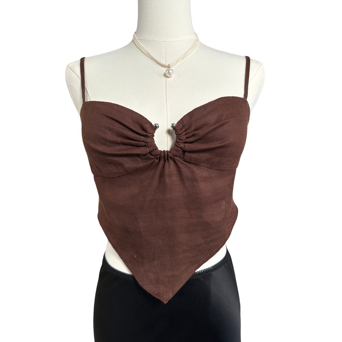 Reformation Sansa Linen Top Cafe Brown 0