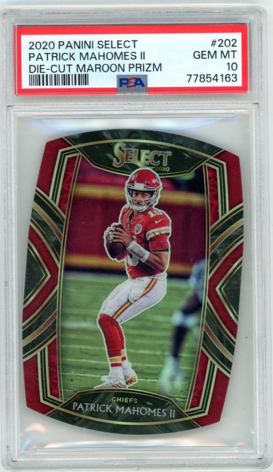 PSA 10 2020 Panini Select #202 Patrick Mahomes Die Cut Maroon Prizm Chiefs
