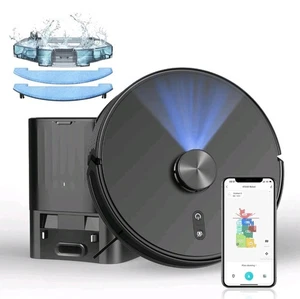 Robot sous vide et Mop Combo avec station d'auto-échantillonnage (60-Day), LiDAR Navigation