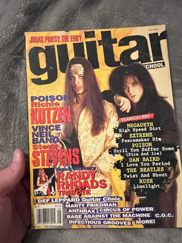 Guitar School Magazine May 1993 Randy Rhoads Richie Kotzen Steve Stevens Poison