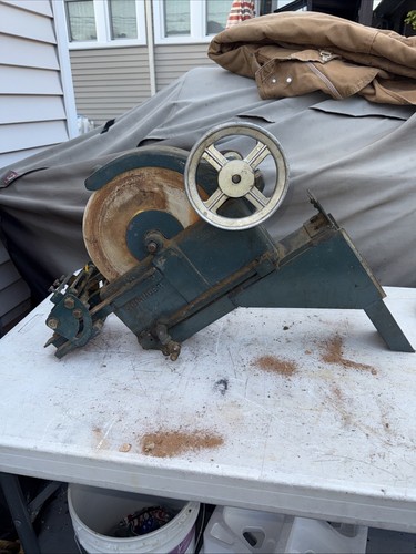 Vintage Dunlap  10" Wet Stone Sharpener Cast Iron W/ Wall Stand/Bronze Tool Rest