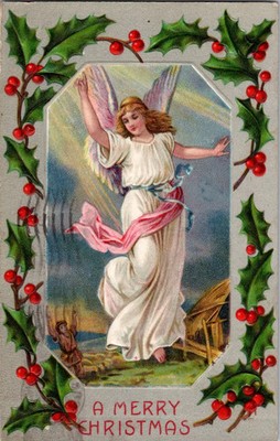 1908 Antique Christmas Postcard - Hand Written Message - One 1 Cent Stamp USA