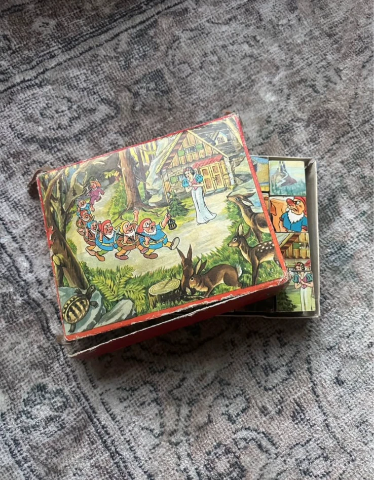 Bloques de rompecabezas de madera vintage de Disney - Blancanieves años 30 Walt Disney coleccionable T Foto 2 de 4