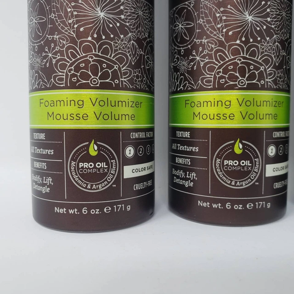 Mousse voluminizador de espuma profesional de macadamia volumen tamaño completo 6 oz. cada Foto 3 de 4