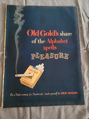 VTG 1948 Orig Magazine Ad Old Gold Cigarettes Share The Alphabet Spells  Pleasure