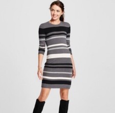 Merona Striped Long Sleeve Sweater Dress