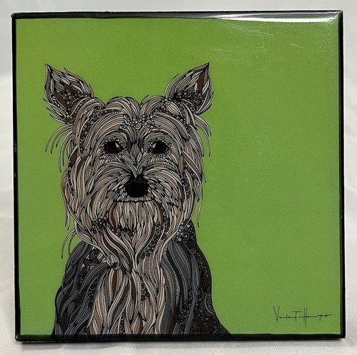 Yorkshire Terrier Yorkie Plaque with/Stand Ganz by Valentina Harper 5” Square - Picture 3 of 12