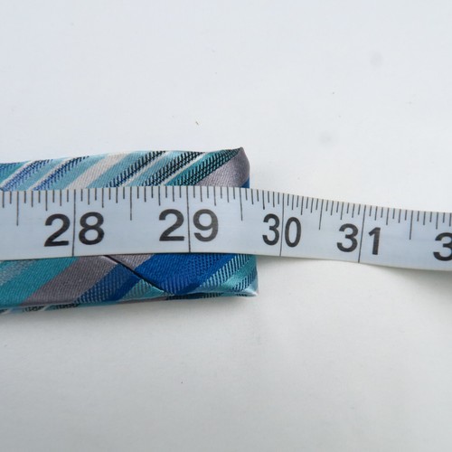 Van Heusen Blue Aqua Diagonal Stripe Mens Neck Tie 59x3 Bold Bright Vivid Class - Picture 5 of 6