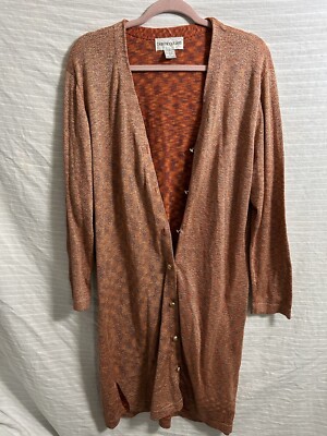 knee length dresses for ladies Venyx Long Rib Cardigan Dress in Cinnamon Metallic