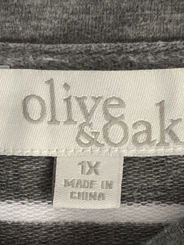 Olive & Oak Womens Plus Size Pullover Long Sleeve Top Grey & White 1X - Bild 3 von 4