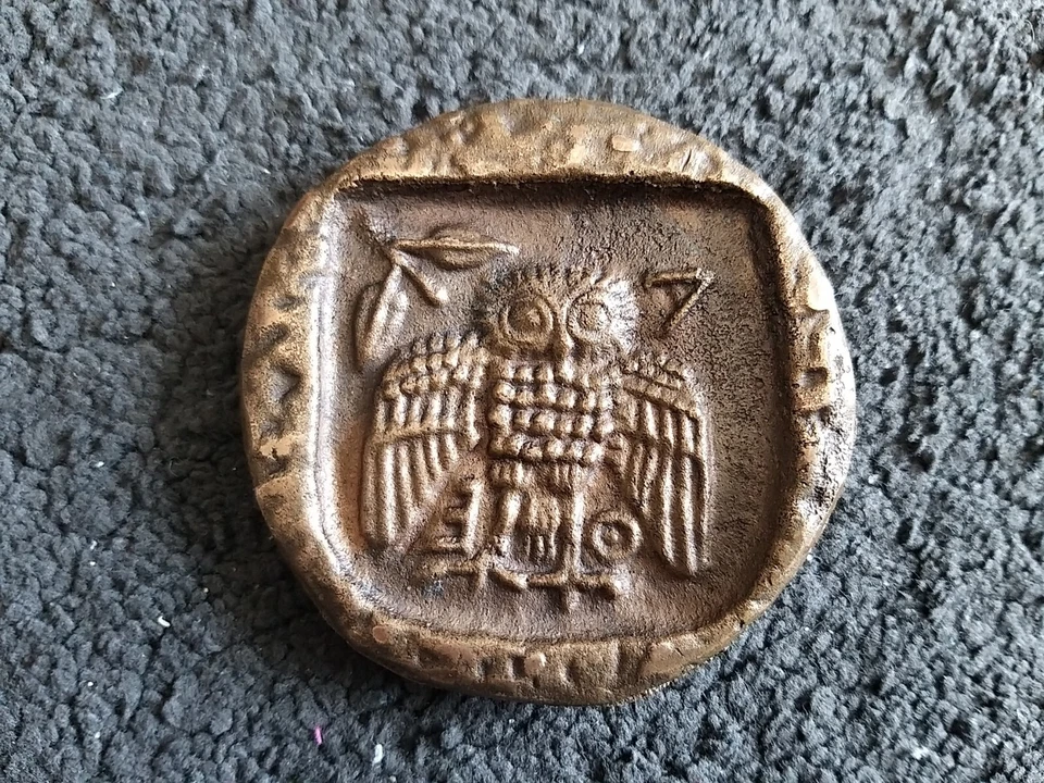 Grande Monnaie grecque Antique Athènes Tétradrachme à La Chouette Bronze  - Photo 2/4