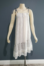 MAEVE Miller Anthropologie sz S white striped asymetrical A-line dress 