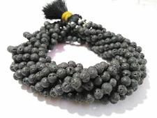 18"inch Strand Black Lava Rock Beads, Lava Rock Round Ball Smooth 6mm Beads