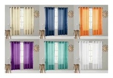 2PC SOLID VOILE SHEER WINDOW DRESSING CURTAIN GROMMET PANEL TREATMENT DRAPE RUBY