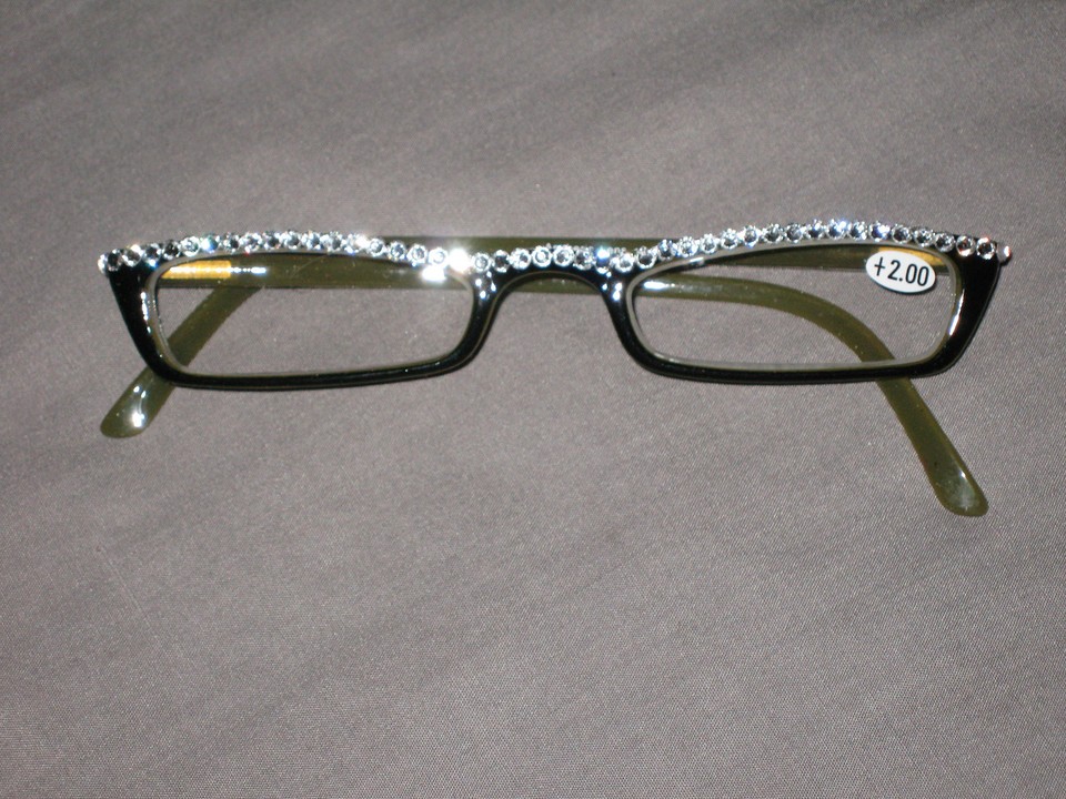 Made with Swarovski Crystal Jeweled Reading Glasses Bling +2.00 Frames