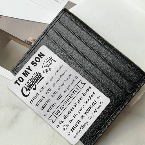 Son Graduation Card Gifts College School 2024, Personalized Engraved Wallet C... - 第 4/5 張圖片