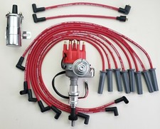 Ford 351c 429 460 Red Small Cap Hei Distributor Chrome Coil 8.5mm Plug Wires
