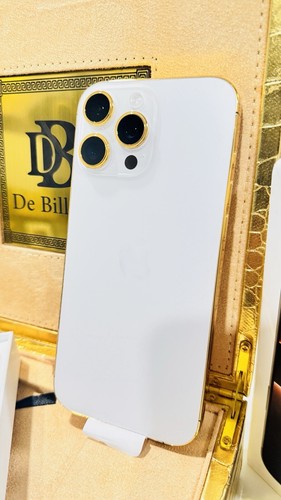 CUSTOM 24k Gold Plated Frame Apple iPhone 16 Pro Max 1 TB White Back Unlocked - 第 1/16 張圖片