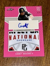 CASEY SAUCKE 2020 Leaf Perfect Game JERSEY LOGO PATCH AUTOGRAPH #1/2 WHITE SOX