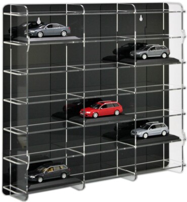 Présentoir à Voitures Miniatures SORA Échelle 1/43 – Vitrine Pour 18 Miniatures, Fond Transparent