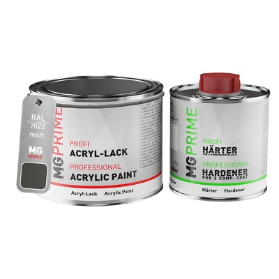 RAL 7022 Umbragrau Umbra grey Acryl Lack matt 0,75 Liter Dose inkl. Härter