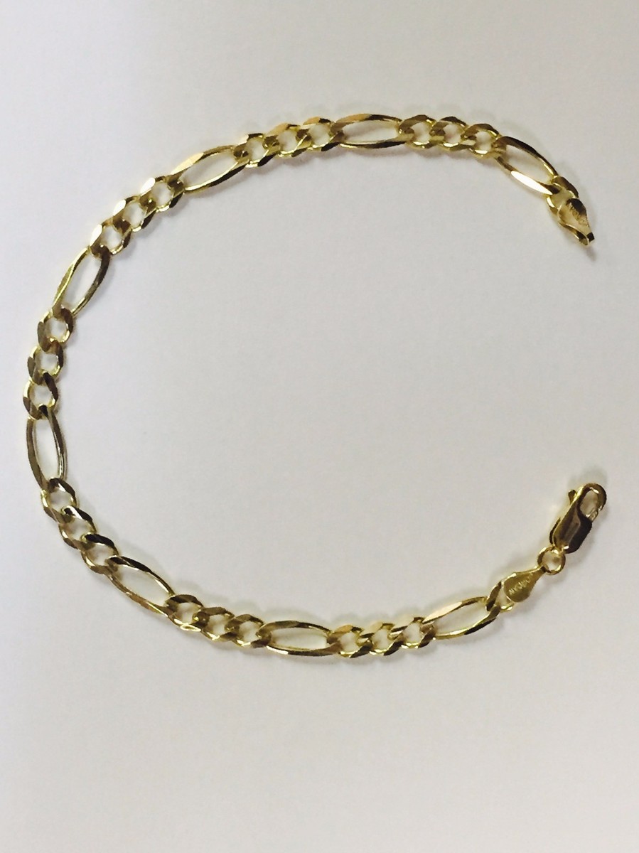 14k Solid Yellow Gold Figaro Curb Link Chain/Bracelet 7