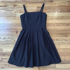 Talbots Dress Womens 8 Brown Fit Flare Pleated Sleeveless Midi Adjustable Straps