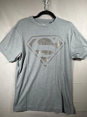 DC Superman T-Shirt Größe S grau print Logo Baumwolle WB Hero Herren Kinder