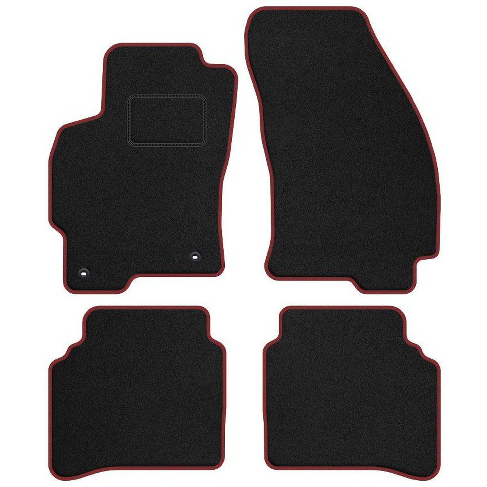 Tapis de sol Ford Mondeo 3 velours antidérapant à bordure rouge STREAK 2 fixations