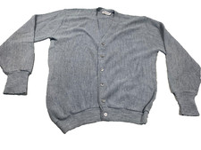 Vintage Jantzen Cardigan Sweater Mens Large Gray Knit Button Front Made in USA